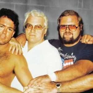 The Original Lineup of the Four Horsemen: Ole Anderson, Tully Blanchard, J.J. Dillon, Arn Anderson, and Ric Flair in 1986.