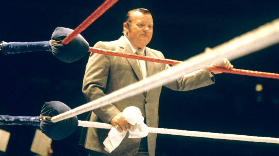 While wrestling managers are now out of favor with WWE, some of the best performers haven't been wrestlers: They've been the guys at ringside, getting heat. Arnold Skaaland, manager for WWF Champion Bob Backlund, on our best heel wrestler list, standing by the ring in a tan sports coat holding a towel