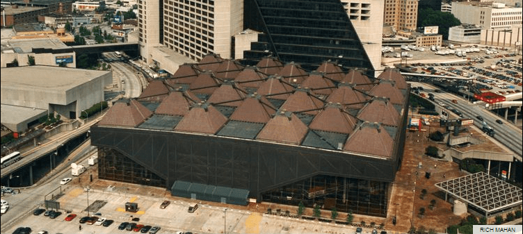 An aerial view of the Omni Coliseum in Atlanta, Georgia