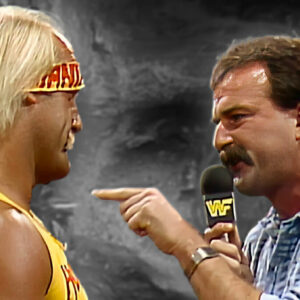 Hulk Hogan and Jake Roberts in a "Snake Pit" segment on Wrestling Challenge, November 23rd, 1986