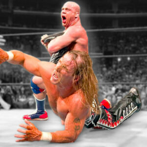 Kurt Angle forces Shawn Michaels to tap out with the Angle Lock at WrestleMania 21 on April 3, 2005 - the culmination of a rivalry that began with one of wrestling’s most awkward backstage introductions.