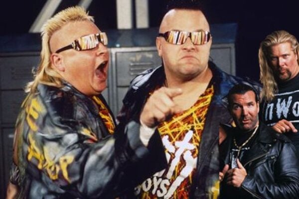 Scott Hall, Kevin Nash, and Nasty Boys Fight in Front of Fans