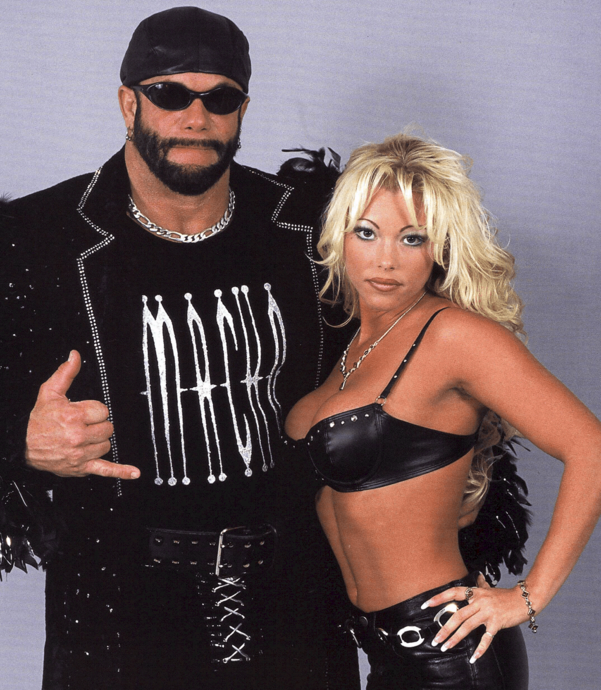 Randy Savage with Gorgeous George will in WCW. The two were an item off camera and she was a witness to the second fight that took place between Randy and Road Warrior Hawk. She even got involved in the action!