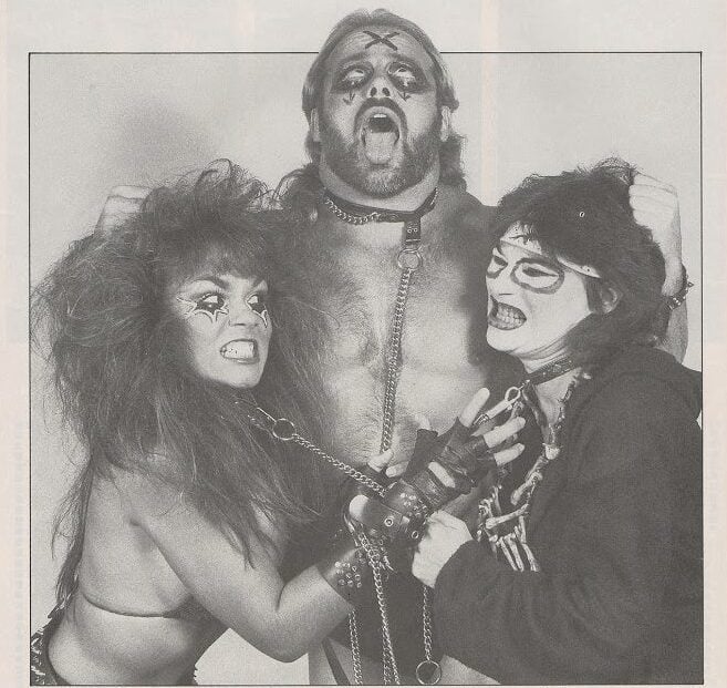 Kevin Sullivan’s Army of Darkness: Wrestling’s Darkest Faction Kevin Sullivan with Nancy Benoit (The Fallen Angel) and Winona Littleheart (The Lock), key members of his Army of Darkness faction in Championship Wrestling from Florida.