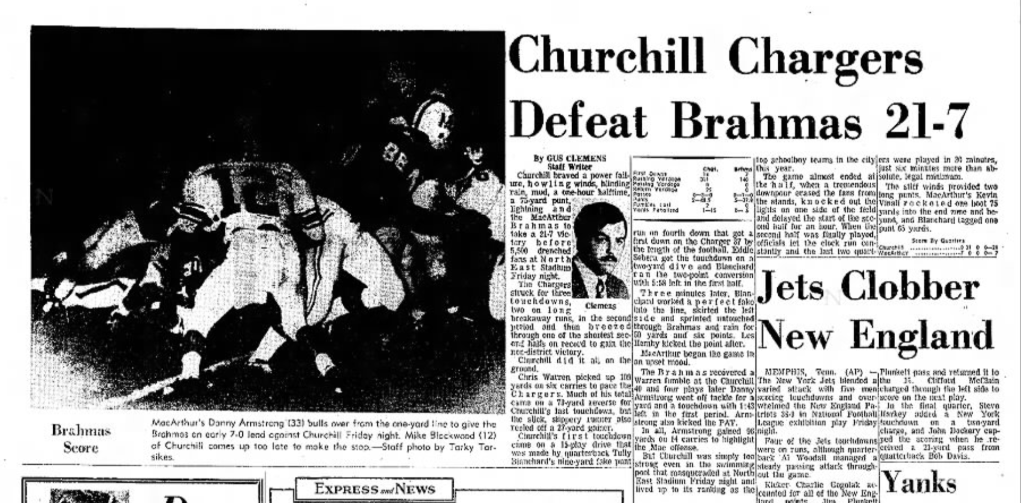 Tully Blanchard Origins: His Memorable Football Career Before Wrestling As a quarterback and punter, Tully Blanchard leads his Churchill Chargers team to a win against the Brahmas. (Express and News, September 11, 1971 edition)