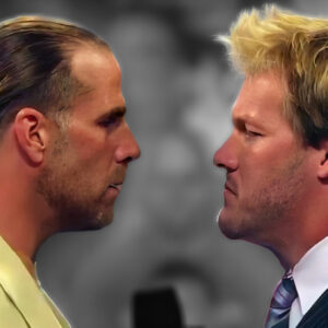Shawn Michaels and Chris Jericho stare each other down at SummerSlam 2008.