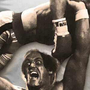 Hulk Hogan as Thunderlips takes Rocky (Sylvester Stallone) for a ride in Rocky III.