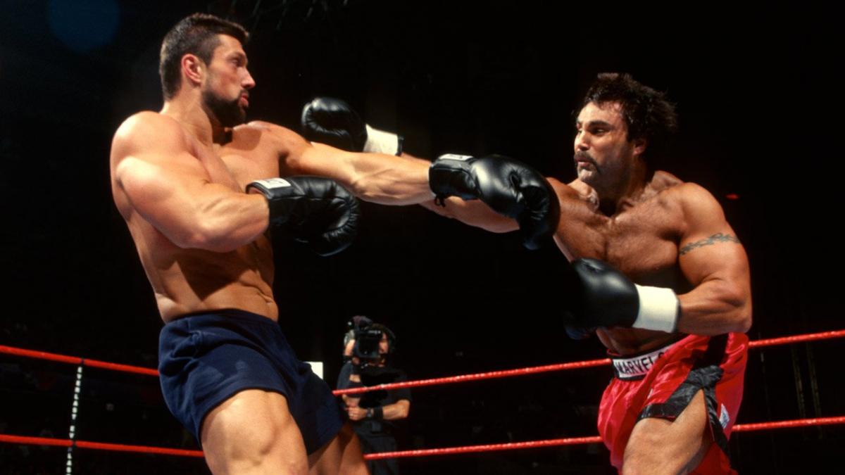 BRAWL FOR ALL - The WWE WrestleMania 15 Failure Steve Blackman and Marc Mero exchange blows during the WWE Brawl For All shootfighting tournament in 1998.