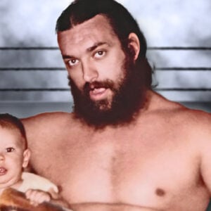 Bruiser Brody with his son, Geoffrey. Brody died on July 17th, 1988.