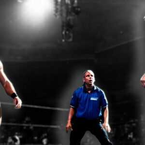 Moments before Brock Lesnar and The Rock do battle at SummerSlam 2002.