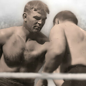 Frank Gotch advancing upon George Hackenschmidt in the rematch at Comiskey Park on September 4th, 1911.