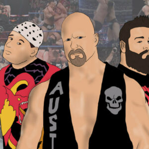 From Mickey Whipwreck, Steve Austin, Kevin Owens, and beyond, this is the neck-cracking history of the Stunner! [Photo artwork/design: Tim Buckler]