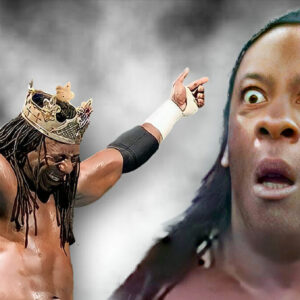 King Booker T as WWE World Heavyweight Champion in 2006 (left), and Booker T during his TNA debut at Genesis 2007 (right).