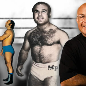 "The Flying Greek" Mike Pappas: On left with Andre the Giant (for size!), and over the years.