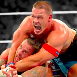 John Cena and CM Punk battle at WWE Money In The Bank 2011.