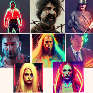 We had so much fun using AI technology to create these photos of wrestlers, even when the descriptions were downright outrageous! We couldn't believe the results!