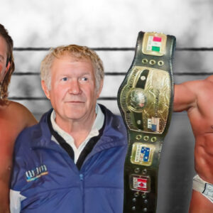 Tim Storm with his hero Harley Race, and as NWA World Heavyweight Champion.