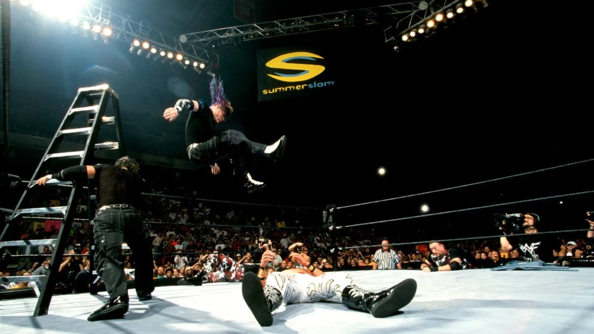 8 Ladder Matches That Redefined Wrestling History Edge and Christian, The Dudley Boyz, and The Hardy Boyz debut the Tables, Ladders, and Chairs match at SummerSlam 2000