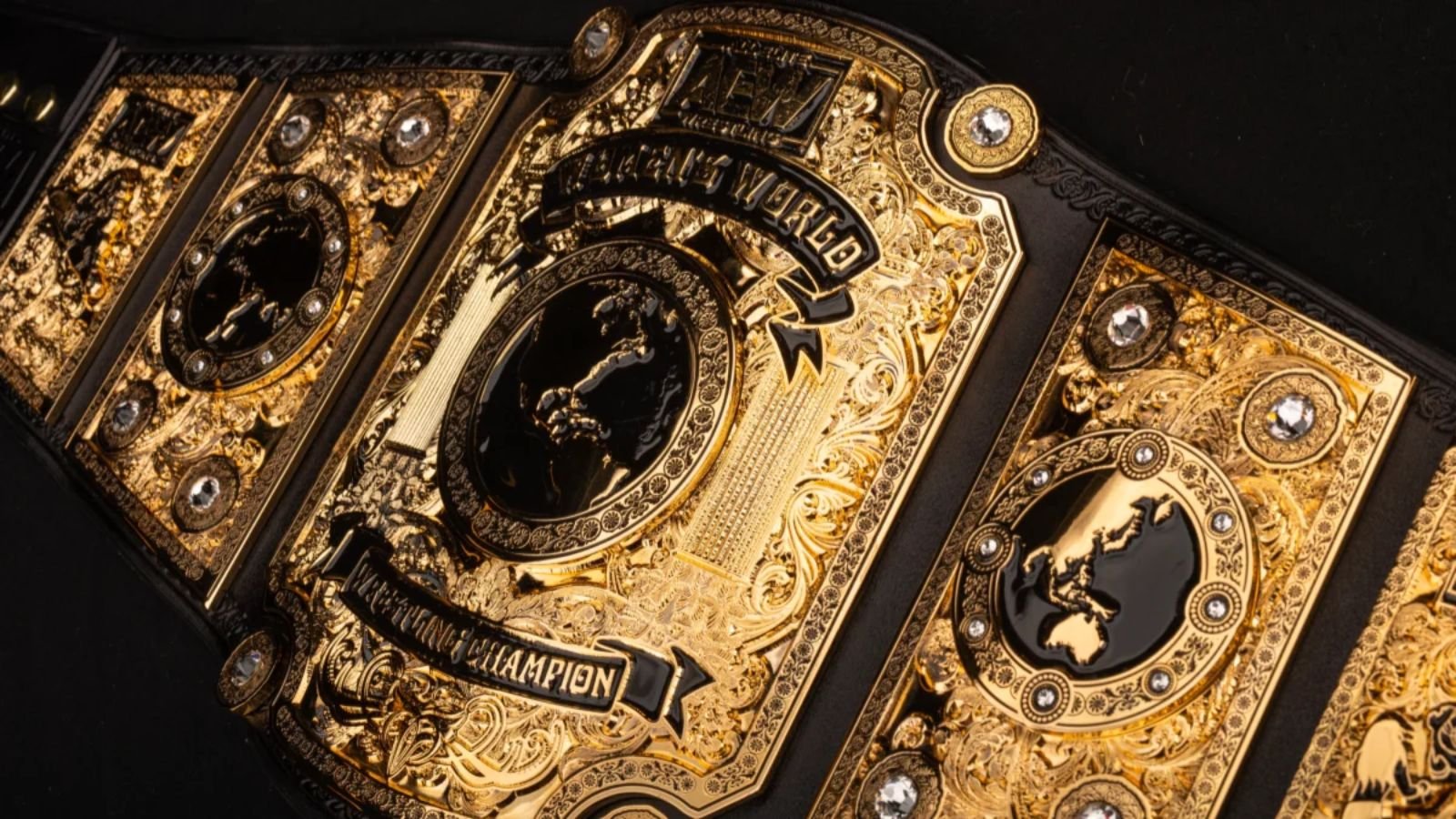 AEW Women’s World Championship (second design, 2022), first worn by Thunder Rosa, features refined gold plates and black leather, signaling AEW’s new standard for women’s wrestling. 