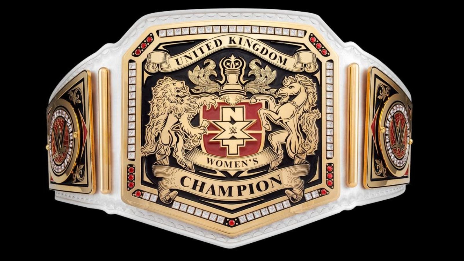 The NXT UK Women’s Championship, unveiled in 2018 with inaugural champion Rhea Ripley, features a white leather and royal coat-of-arms centerpiece that embodies British prestige.