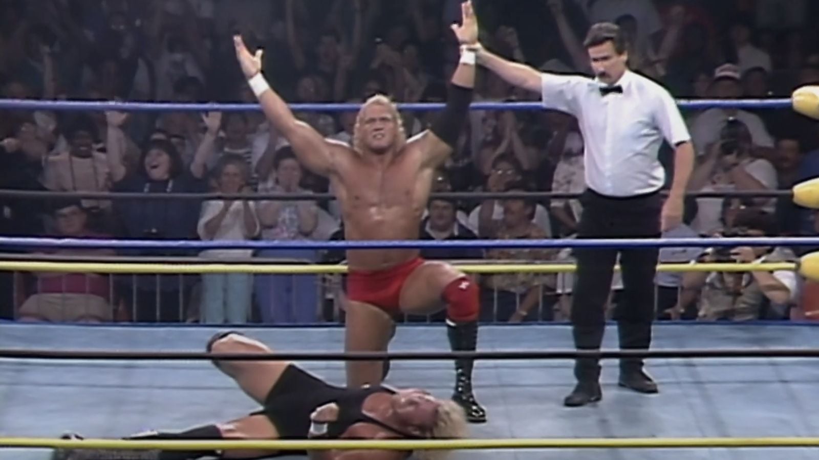 Van Hammer during a difficult stretch in WCW (seen here after a loss to Sid Vicious in 1993), as his early momentum cooled and squash losses began to mount.