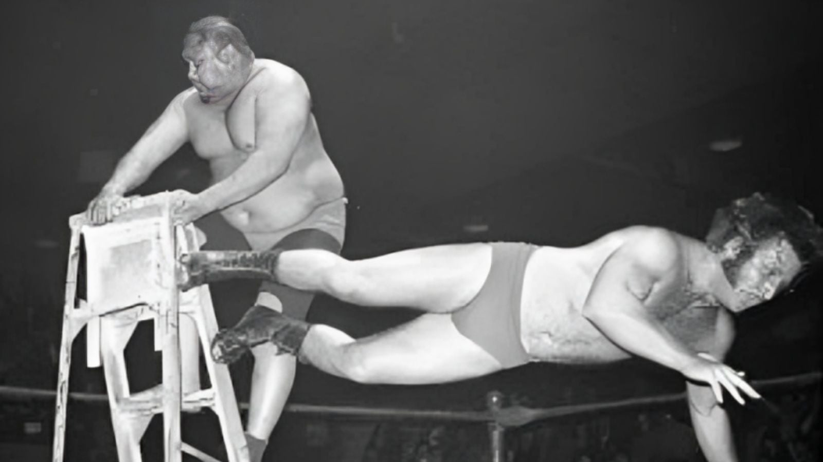 8 Ladder Matches That Redefined Wrestling History Dan Kroffat battles Tor Kamata in the first documented ladder match in 1972