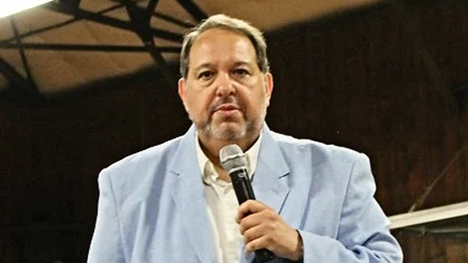 Author Sheldon Goldberg attends an in-ring Q&A as a part of the press tour for his novel "The Last Fall".