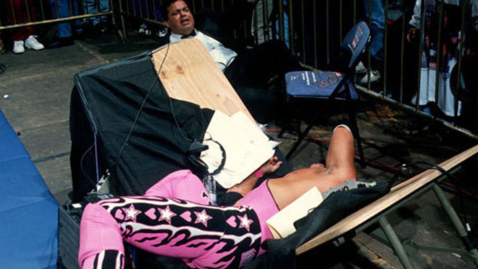 Survivor Series 1995: WWF Champion Diesel left Bret Hart lying broken on a ringside announce table. Diesel knocked Hart through the table with a charge, setting up a shocking title change. 