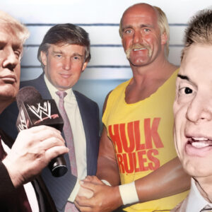 US President Donald Trump’s decades-long relationship with Vince McMahon and WWE has intertwined business, entertainment, and politics. Photo Credit: WWE. Artwork by Pro Wrestling Stories.