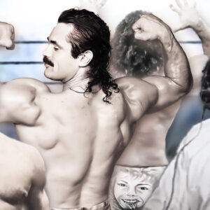 Rick Rude had a ravishing career that spanned from his early days as Rick Rood in World Championship Wrestling (circa 1983, left) to his iconic run in the WWF, where he famously wore Jake 'The Snake' Roberts' wife’s face on his wrestling trunks to his final television appearance on the April 5th, 1999 edition of WCW Monday Nitro Backstage Blast, just fifteen days before his tragic death (right).