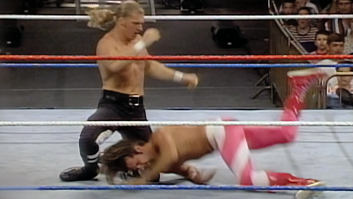 Moments after Triple H’s (then wrestling as Hunter Hearst Helmsley) Pedigree went wrong. Marty Garner lands directly on his head during their May 28, 1996 WWF Superstars match, suffering severe neck damage. 