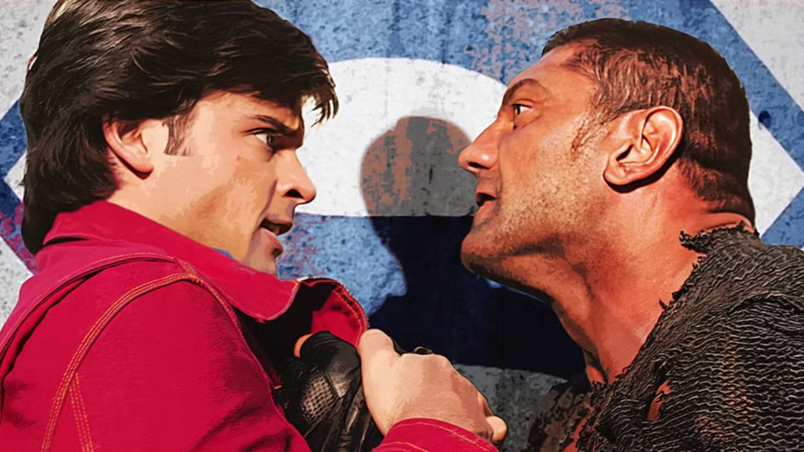 Batista faces off with Clark Kent (Tom Welling) in the 2006 Smallville episode 