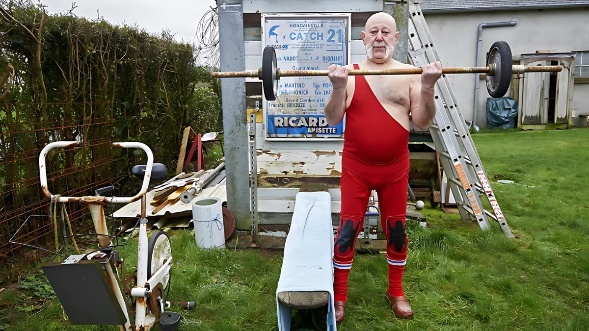 Seen here still going strong at 72 in 2015, Popoff the Gypsy (Jean-Pierre Pouzade) continues to train in his backyard gym, proving that age is just a number! 