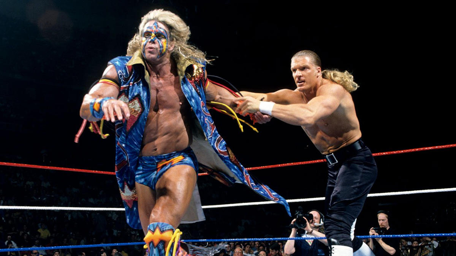 The Ultimate Warrior rebounds from Triple H’s Irish whip en route to a lightning-fast win at WrestleMania XII. 