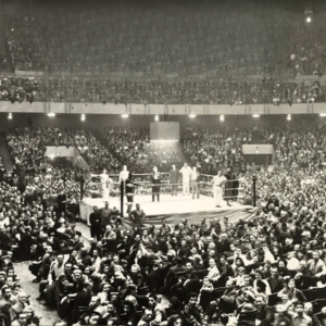 A view of the Kiel Auditorium in 1949 shows the crowds that St. Louis pro wrestling could attract at the height of its popularity – before three dark nights nearly destroyed everything promoter Sam Muchnick built.