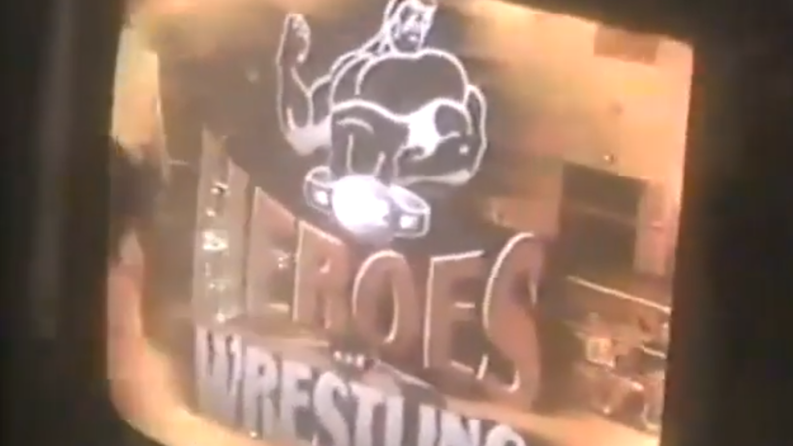 Heroes of Wrestling pay-per-view opening title sequence screenshot showing the production values of the event before everything went wrong.