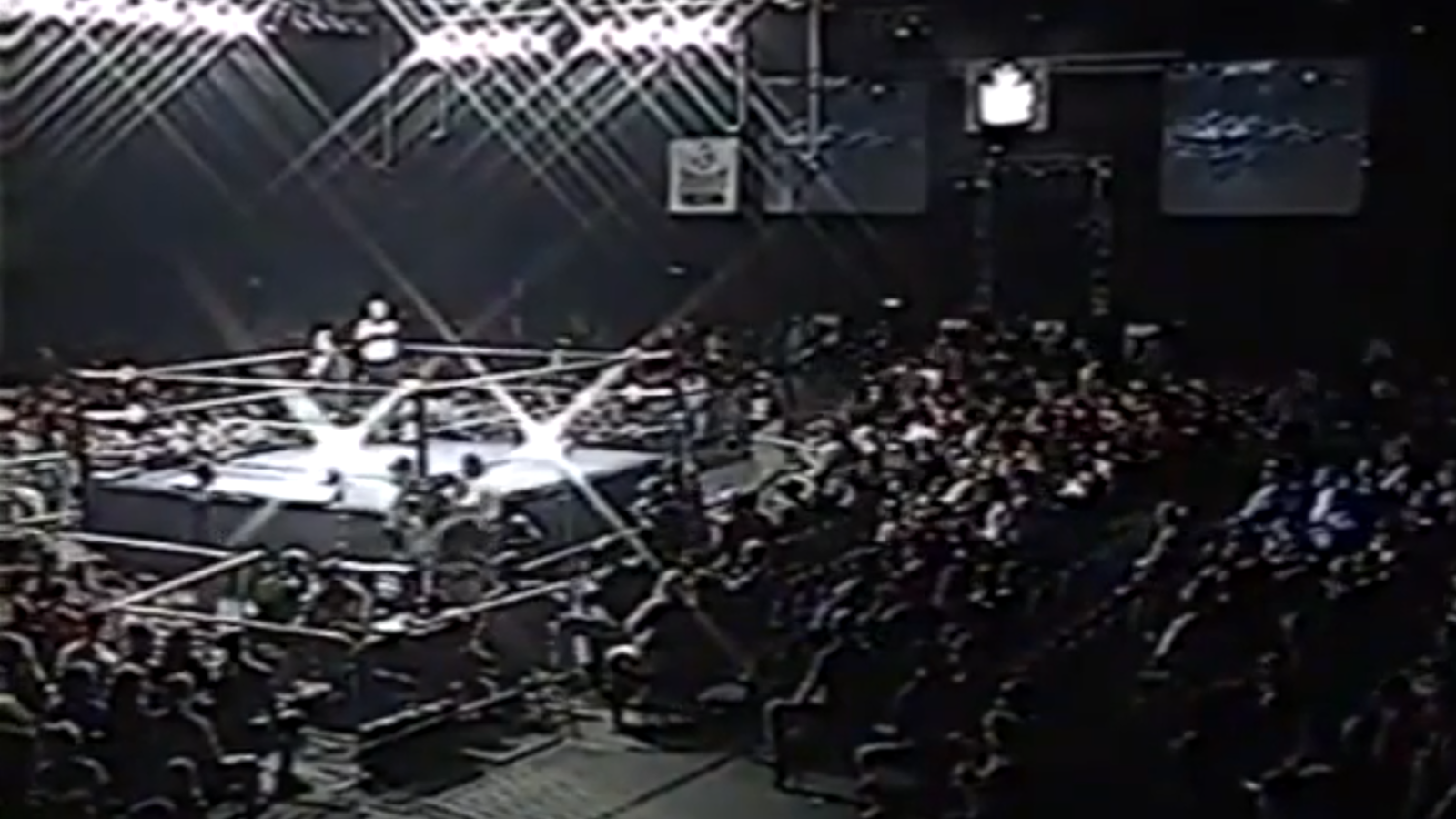 As the show began, this was the first image viewers at home saw of the arena used for the Heroes of Wrestling show at the Casino Magic Hotel arena in Bay St. Louis, Mississippi.