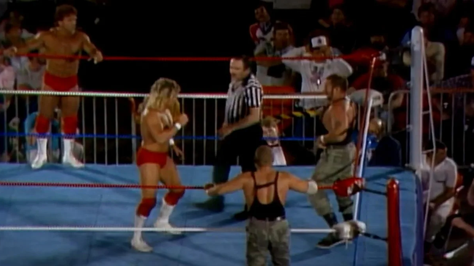 The Fantastics (Bobby Fulton and Tommy Rogers) faced The Sheepherders in the quarter-finals of the inaugural 1986 Jim Crockett Sr. Memorial Cup at the New Orleans Superdome, ending in a double disqualification in one of the tournament’s most memorable matches. 