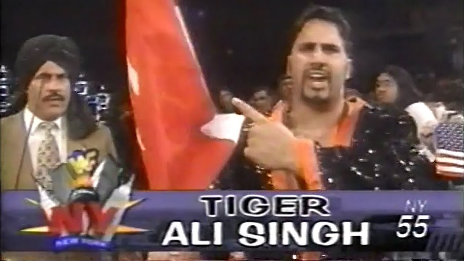 Tiger Ali Singh wrestling in New York during his initial WWE push on August 30, 1997, before backstage politics and character changes derailed his career trajectory.