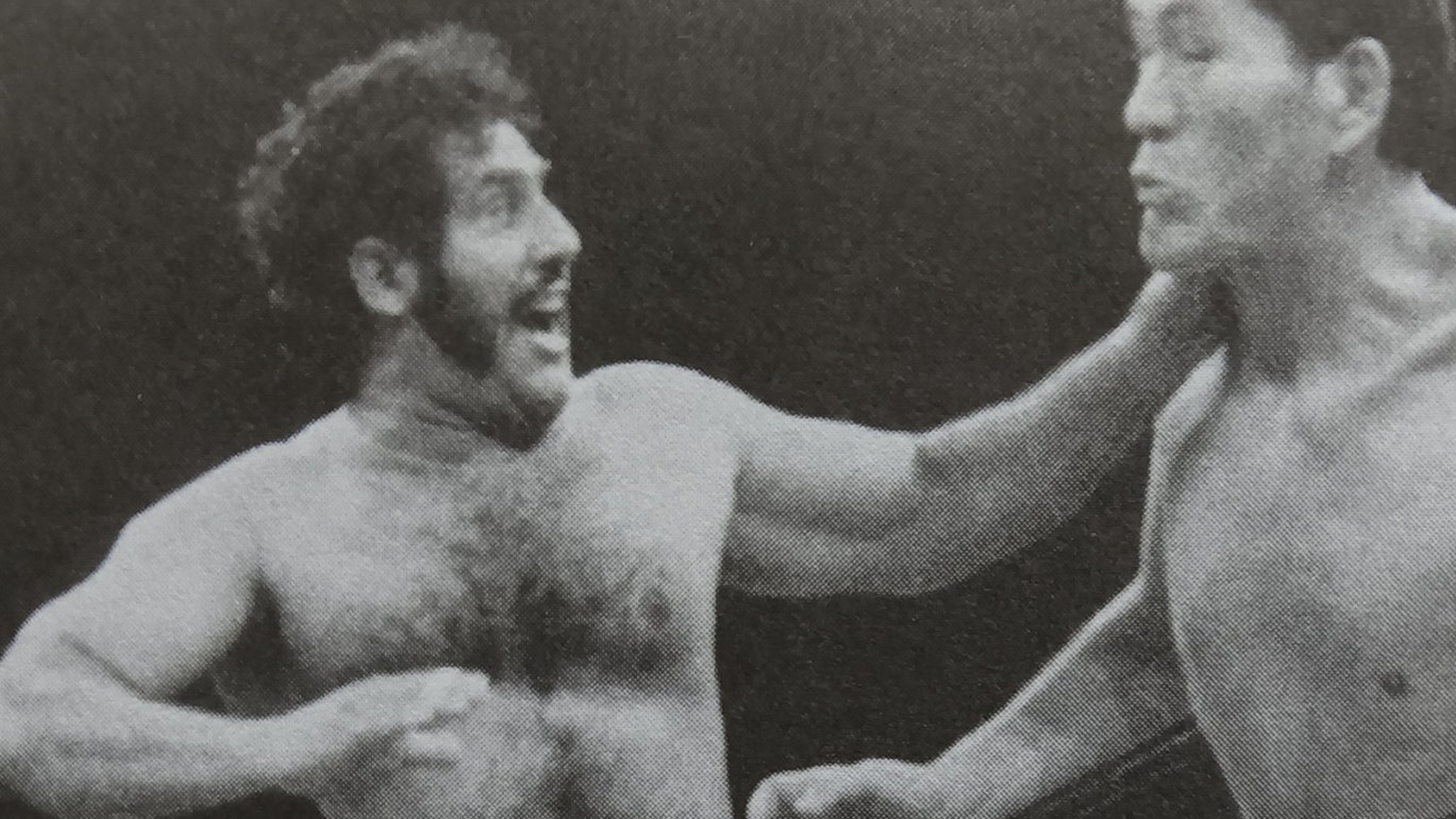 Tiger Ali Singh's father, Tiger Jeet Singh, strikes his opponent Giant Baba in an undated photo, heightening the legend of the Singh family.