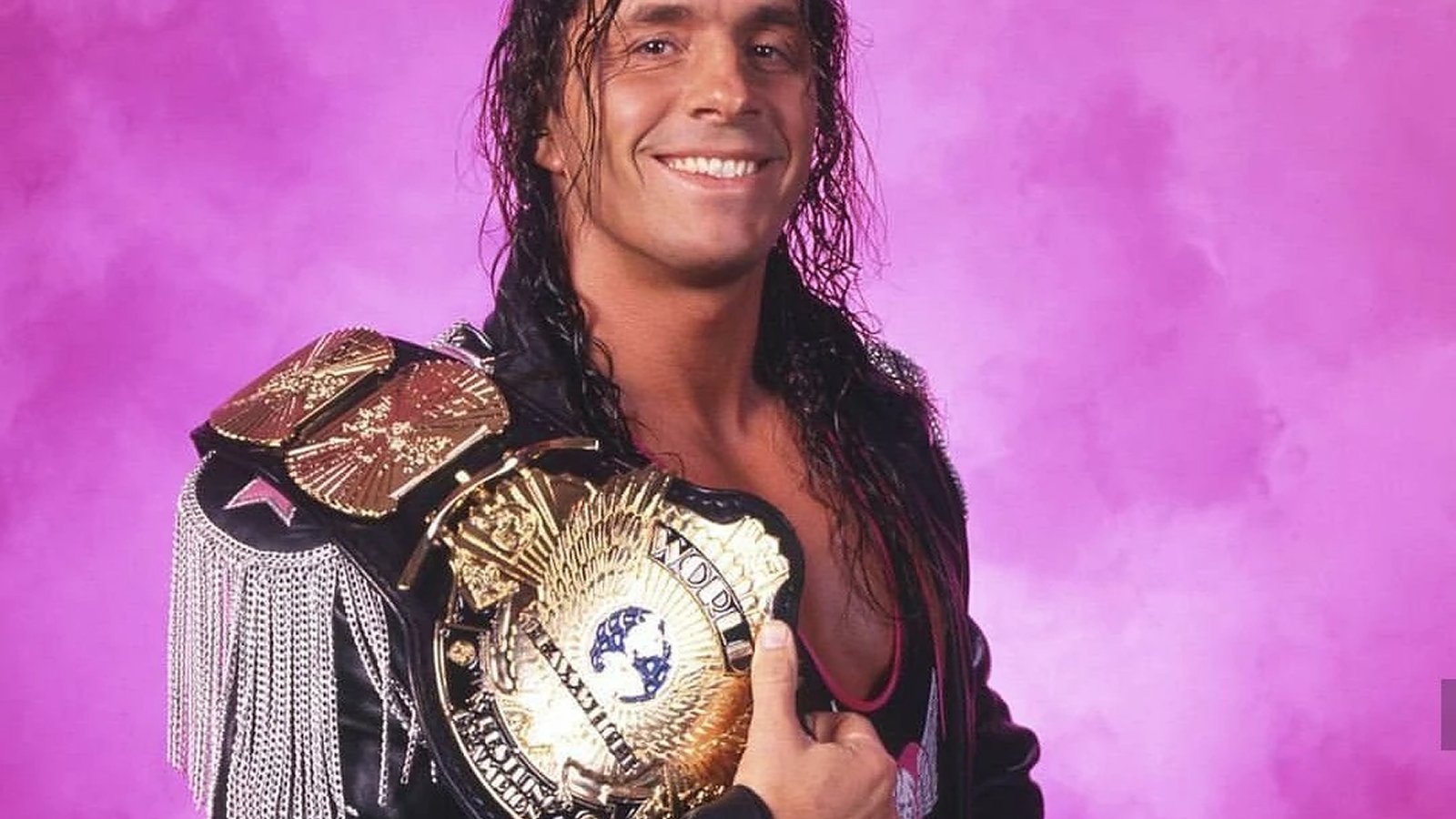 Bret Hart in an official WWF promo picture taken during his first World Title reign in late 1992. Never did the Hitman smile more than during these initial few months as World Champion.