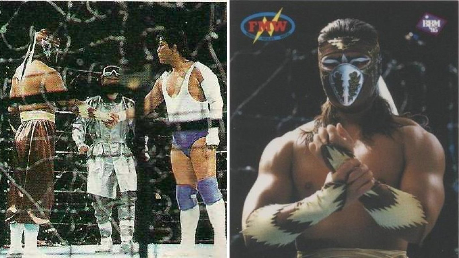 Hayabusa battles FMW founder Atsushi Onita in their career-defining exploding barbed wire cage deathmatch at the FMW 6th Anniversary show in 1995 for the FMW Brass Knuckles Heavyweight Championship. This match represented Hayabusa's emergence as the promotion's next-generation ace and successor to Onita's legacy.