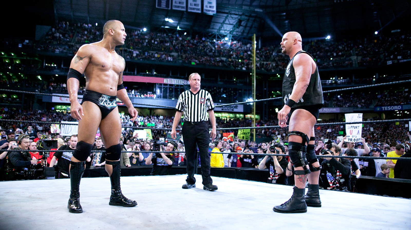 On March 30, 2003, at WrestleMania XIX, The Rock defeated Stone Cold Steve Austin in their final encounter. Unknown to fans at the time, this would be Austin’s last match as a full-time wrestler. 