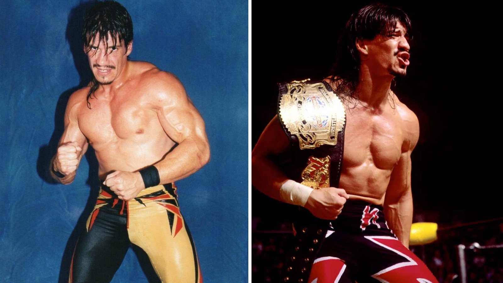 Eddie Guerrero during his WCW tenure competed in mid-card championship matches against the likes of high-flying luchador Rey Mysterio Jr., showcasing the technical lucha libre wrestling style before his WWE heavyweight transformation. 