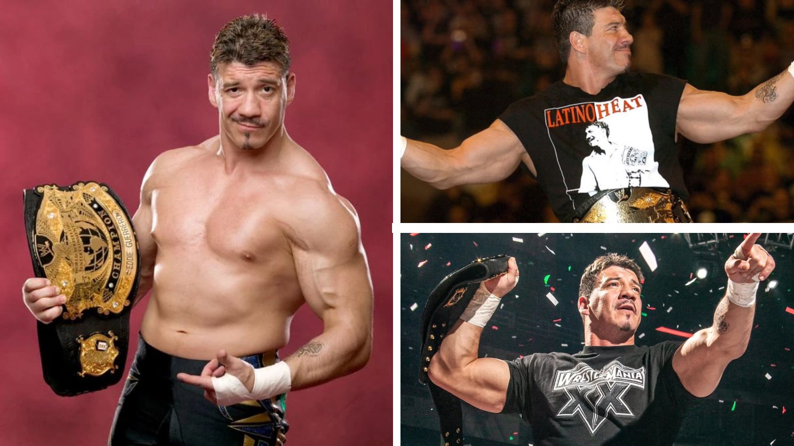 Eddie Guerrero reached main event status in WWE, defeating Brock Lesnar and main event competitors while headlining multiple WrestleMania events – a stark contrast to his mid-card position during his WCW LWO (Latino World Order) period. 