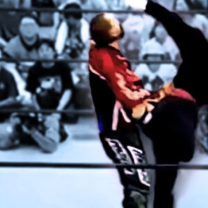 The Great Sasuke delivers a brutal lesson to The Dirtbike Kid, turning what began as a standard match into a shocking display of real aggression.