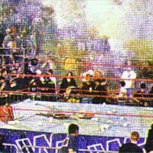 Never-before-seen photo showing aftermath of 1997 WWE riot at Little Rock Barton Coliseum with chairs and debris scattered