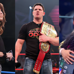 From TNA’s leadership under Dixie Carter (left) through AJ Styles’ reign as the standard bearer (center) to Mike Santana’s historic Bound for Glory 2025 win (right), the brand has weathered the storm over more than two decades of evolution.