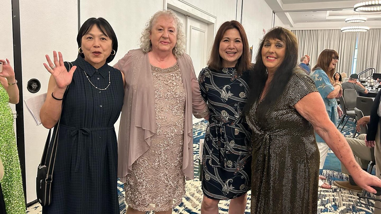 The Jumping Bomb Angels reunite with former rivals The Glamour Girls, Judy Martin and Leilani Kai, at The Gathering in Charlotte, North Carolina, on August 3, 2024. 