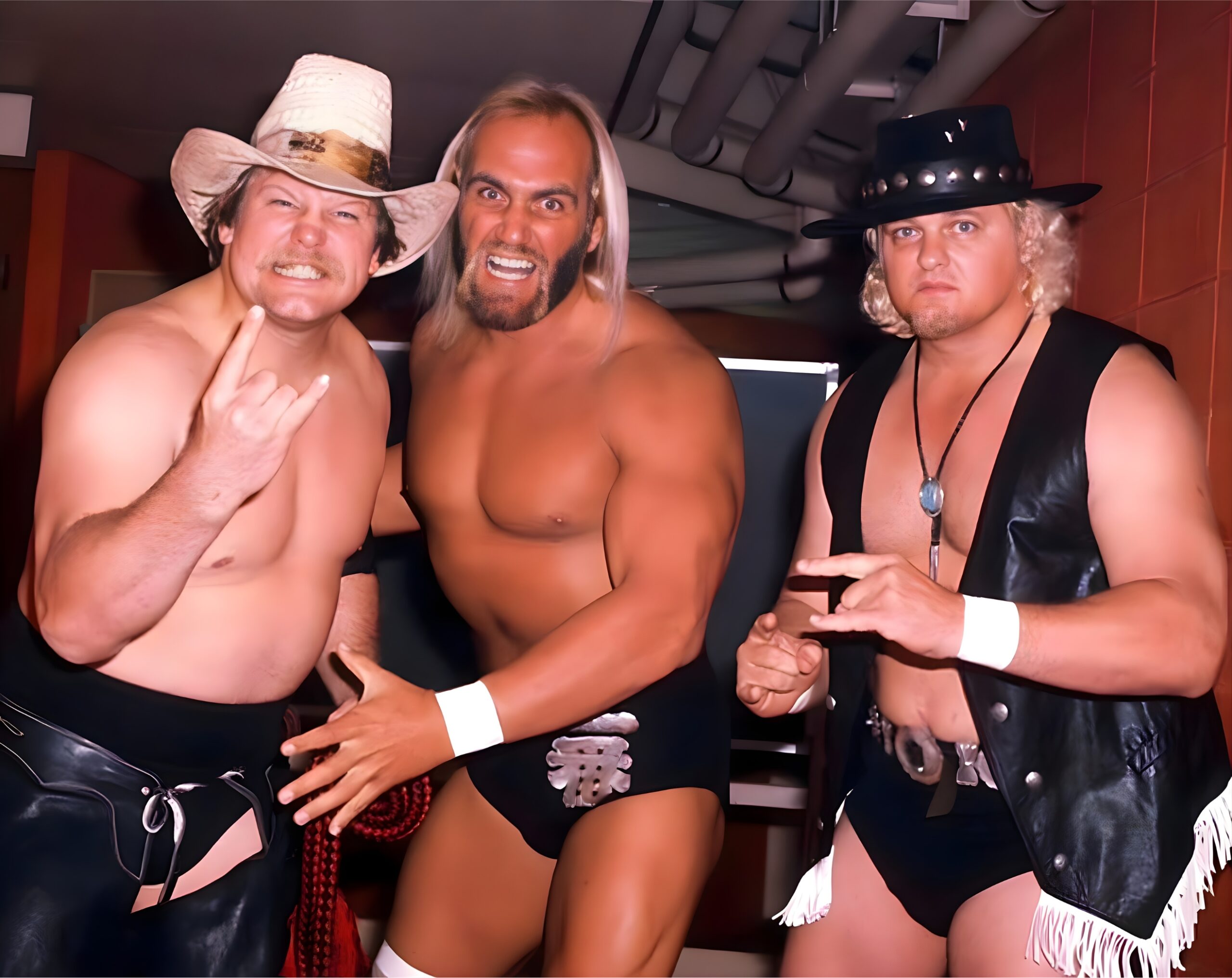 Bobby Duncum Sr. (right) during a New Japan Pro Wrestling tour in 1981, wrestling alongside Stan Hansen and Hulk Hogan. Duncum toured Japan regularly from 1973 onward, competing against wrestling legends including Jumbo Tsuruta, Riki Choshu, Tatsumi Fujinami, and Olympic Judo gold medalist Anton Geesink. 